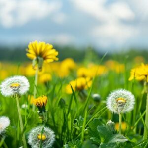 dandelions in a field